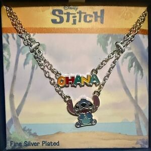 Disney Stitch Ohana Silver Necklace with Colorful Letters